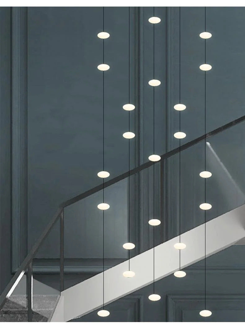 Modern villa Staircase Chandelier Nordic Oval String Ball Duplex Building LED pendant Light