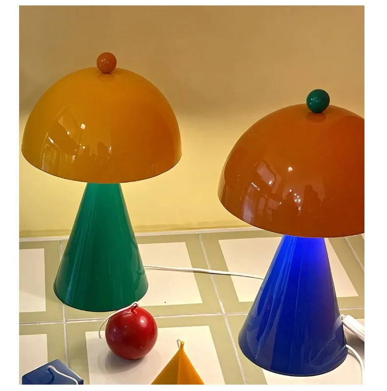 Memphis Mushroom Iron Art LED Table Lamps with Touch Switch USB Charging Desk Lights Living Room Bedroom Office Restaurant Study