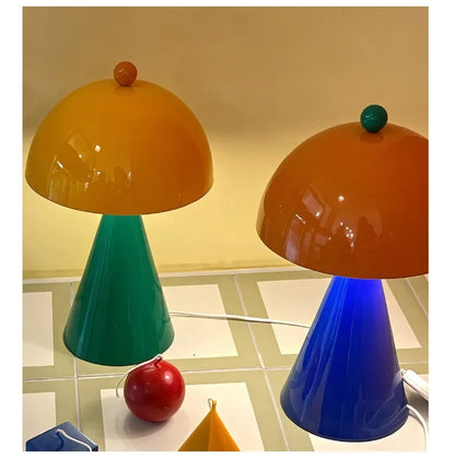 Memphis Mushroom Iron Art LED Table Lamps with Touch Switch USB Charging Desk Lights Living Room Bedroom Office Restaurant Study