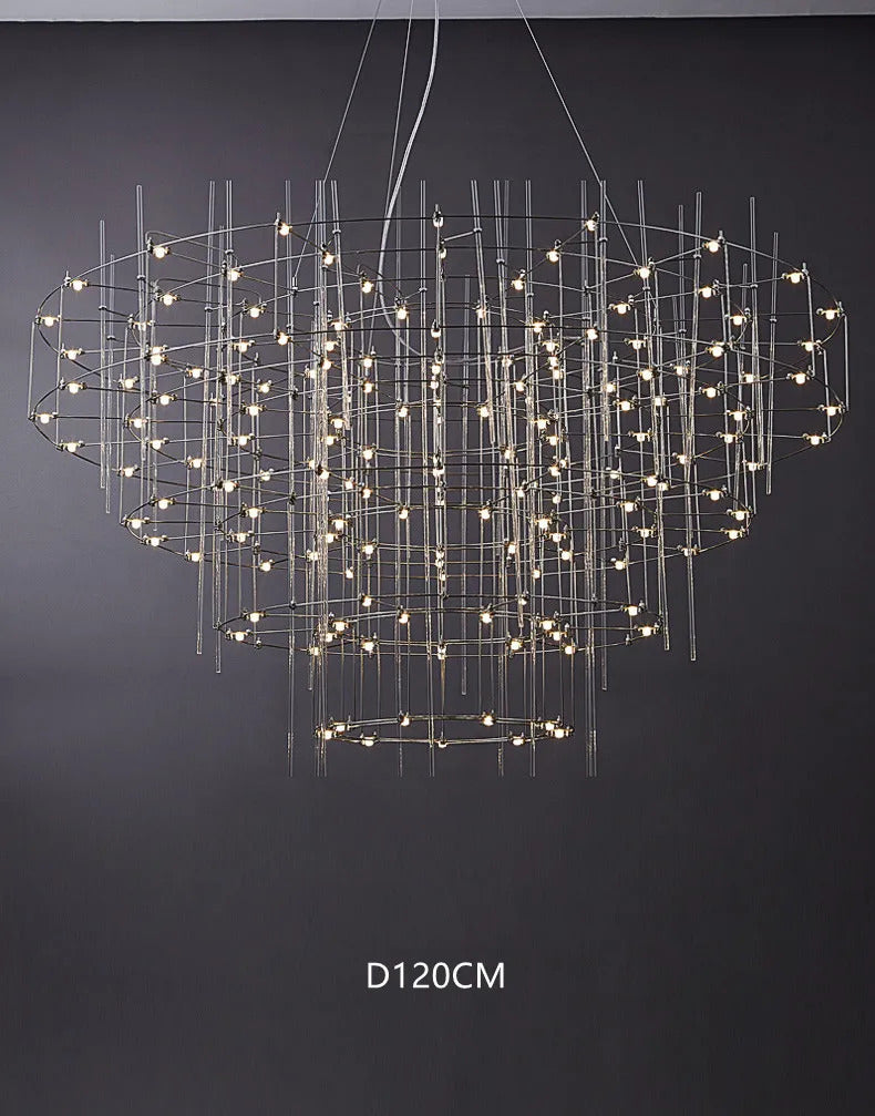 Luxury Stainless Steel Chandelier Modern Chrome LED Firefly Ceiling Chandelier