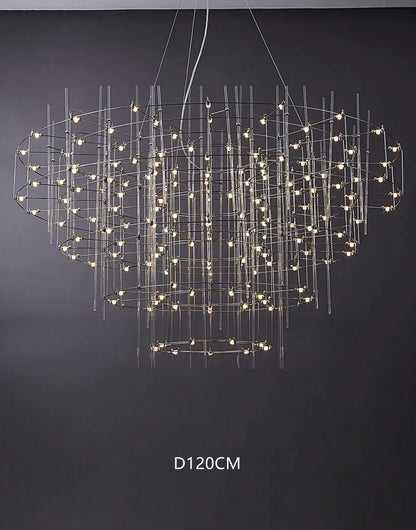 Luxury Stainless Steel Chandelier Modern Chrome LED Firefly Ceiling Chandelier
