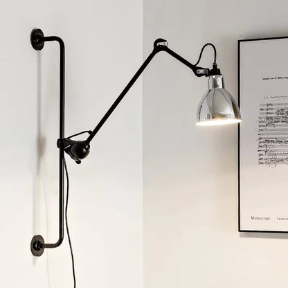 Nordic simple long black wall light Industrial Pole Swing Arm vintage Reading wall lamp