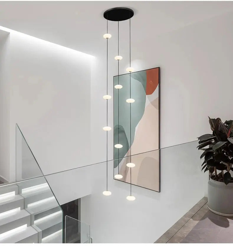 Modern villa Staircase Chandelier Nordic Oval String Ball Duplex Building LED pendant Light
