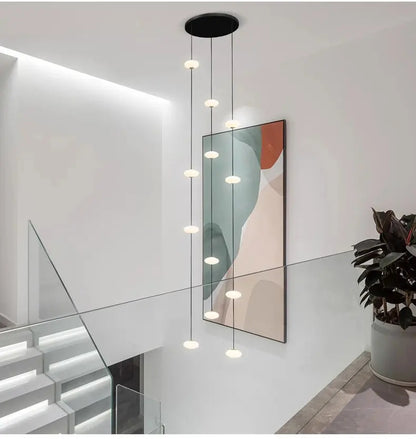 Modern villa Staircase Chandelier Nordic Oval String Ball Duplex Building LED pendant Light