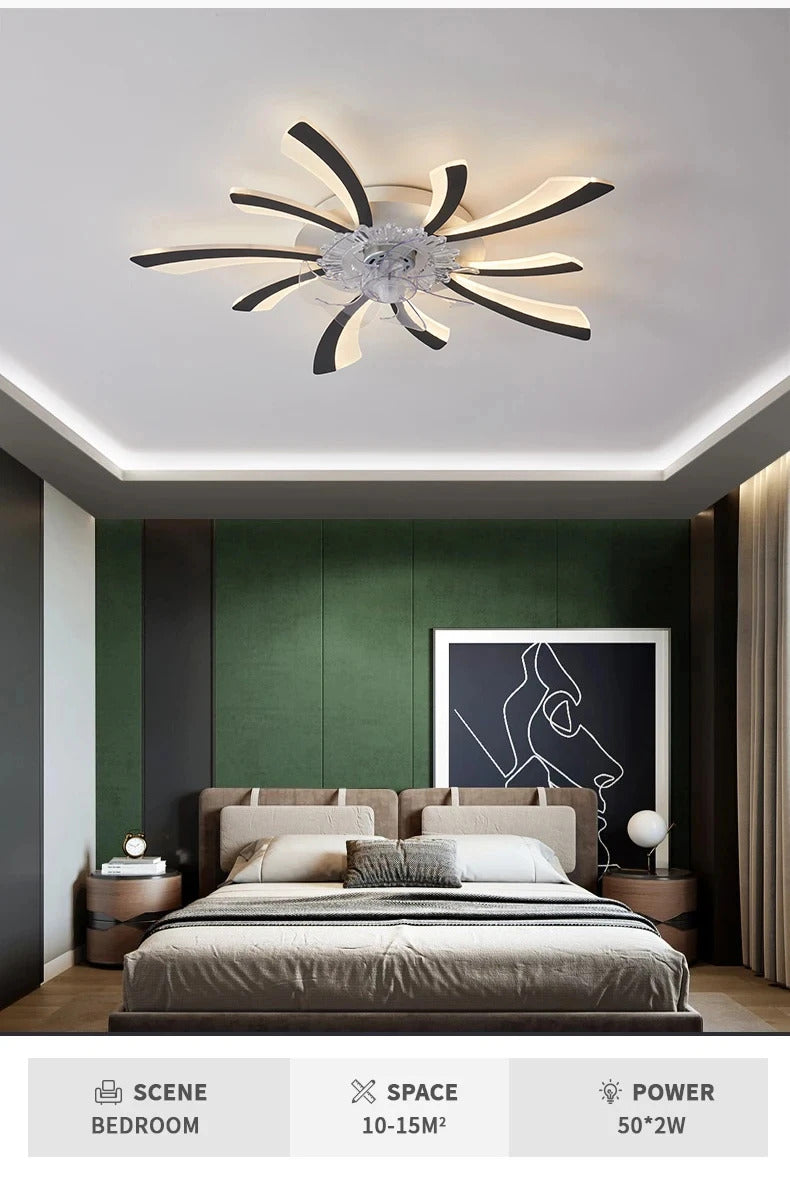 Modern Ceiling Fans with Lights, Fan Lamp Petal Ceiling Fan for Bedroom/Living Room