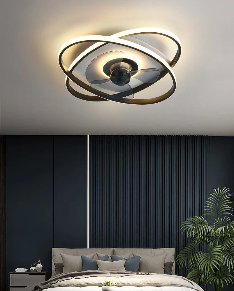 Modern bedroom decor led ceiling fan light lamp dining room remote control lamps