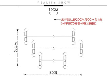 Atomium Chandeliers Post-modern Iron Art Creative Bamboo branching bubbles foyer chandelier