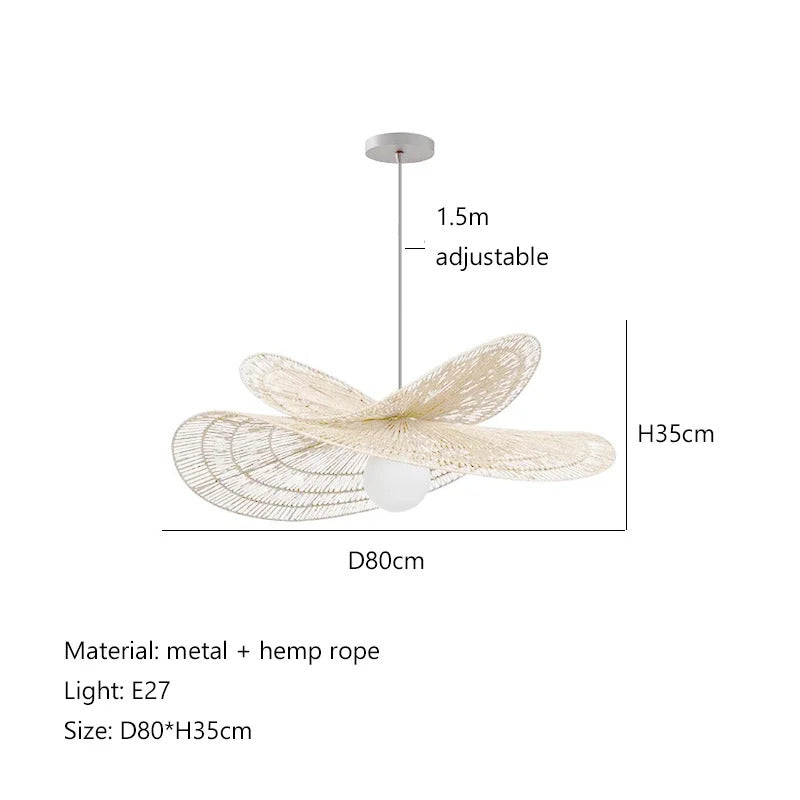 Wabi Sabi Rattan Chandelier Retro LED Weaving Pendant Lamp