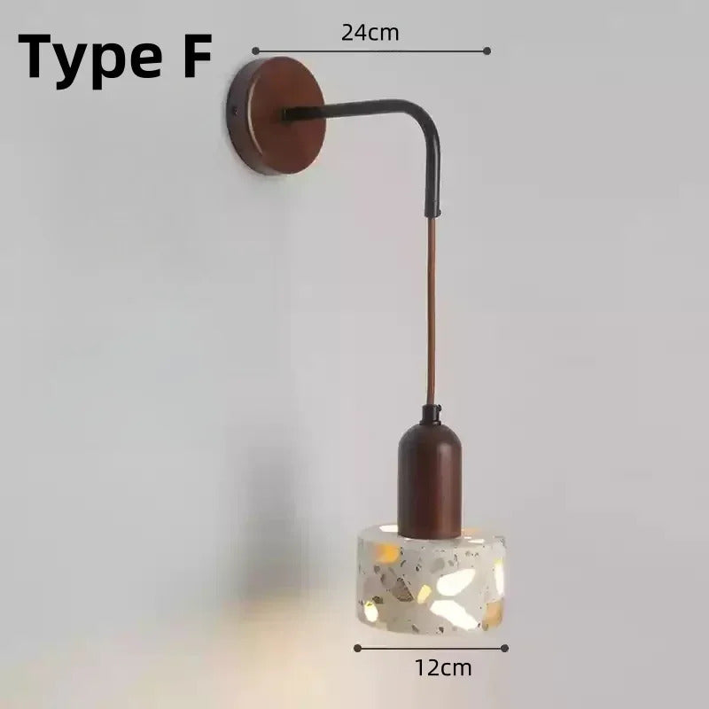 Natural cave Stone Wall Light Medieval Bedside cement Sconce lamp LED Lighting
