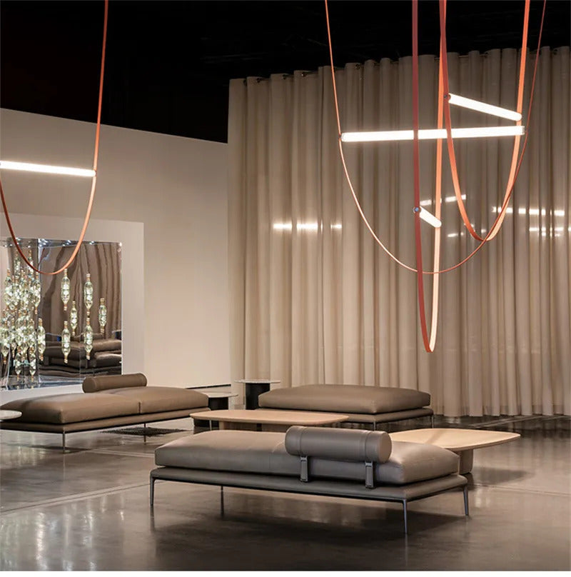 Duplex Leather Chandelier Restaurant staircase chandelier