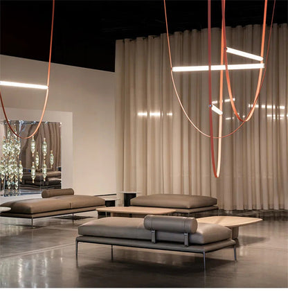 Duplex Leather Chandelier Restaurant staircase chandelier