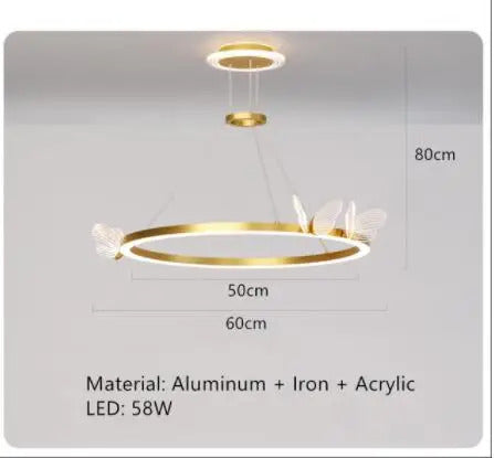Nordic ring pendant light Acrylic butterfly lights Creative Gold luxury pendant light