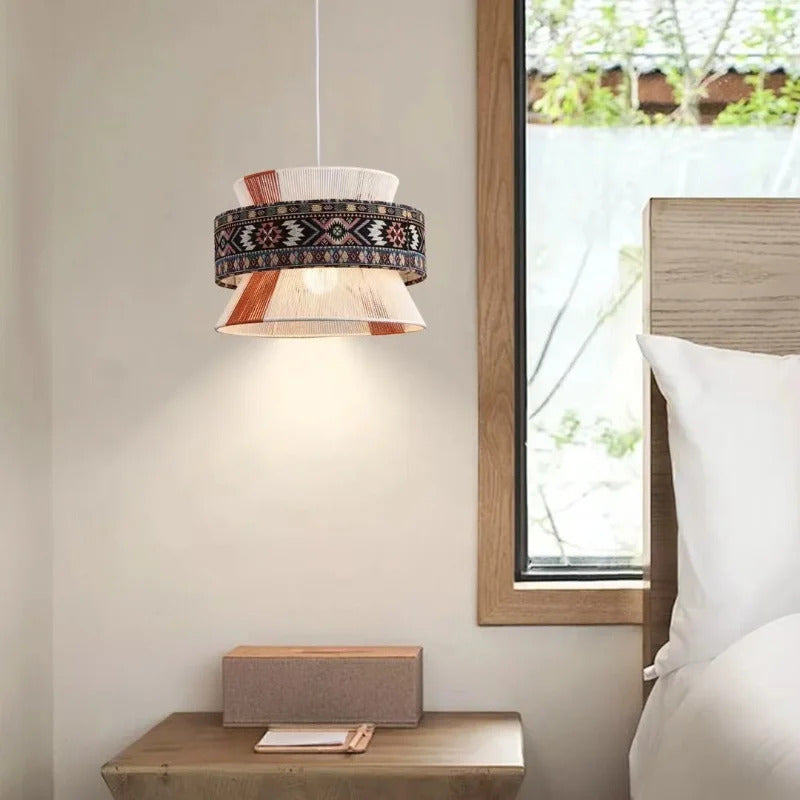 Bohemian Pendant Light Retro Cotton Rope Woven Chandeliers