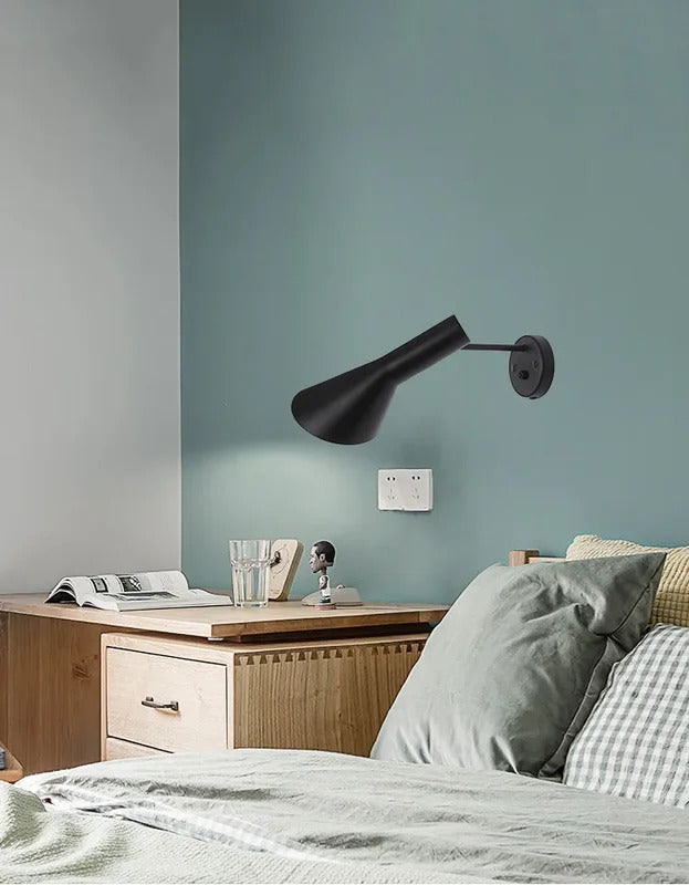 Nordic Minimalist Bedside Wall Lamp Black white Iron Sconce Industrial Retro wall light