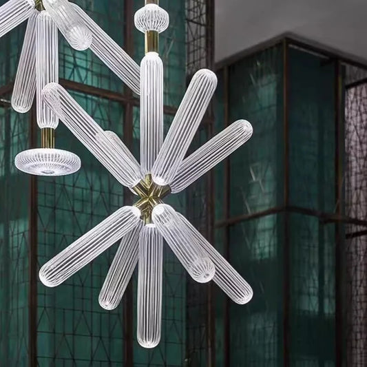 Cipher Multi Pendant light Luxury Clear Glass pipe Chandelier