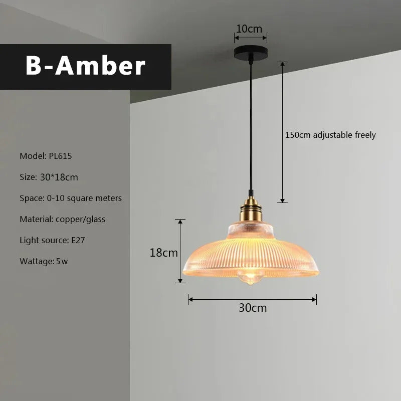 Retro Glass Pendant Light Nordic Home Decoration Lighting