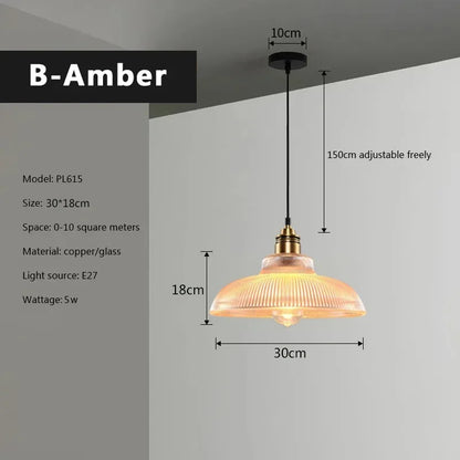 Retro Glass Pendant Light Nordic Home Decoration Lighting