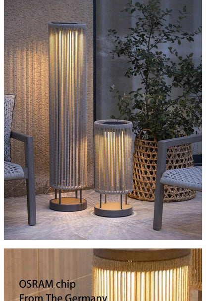 Outdoor waterproof lawn floor light Nordic rattan standing lamp Solar courtyard garden balcony