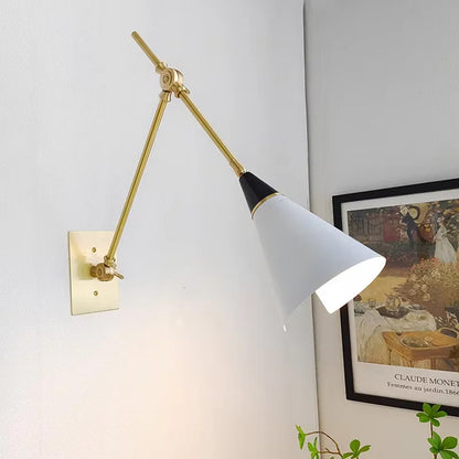 American Luxury Brass golden Wall Lamp Retro Swing Arm Adjustable Wall Light