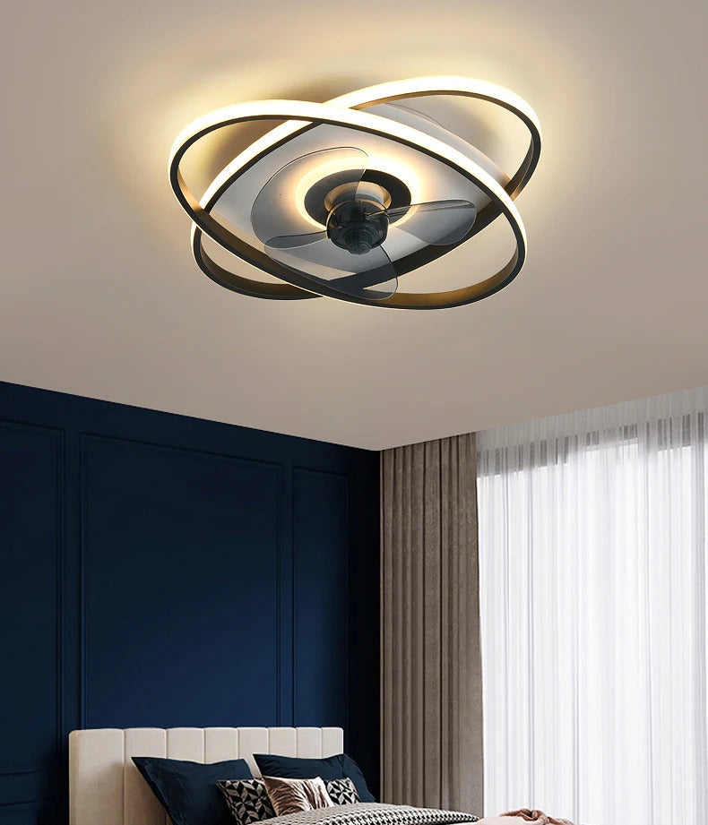 Modern bedroom decor led ceiling fan light lamp dining room remote control lamps