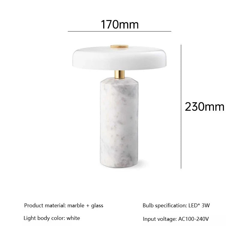 Marble luxury Table Lamps Danish Atmosphere LED Desk Light Charging Touch Switch lighting