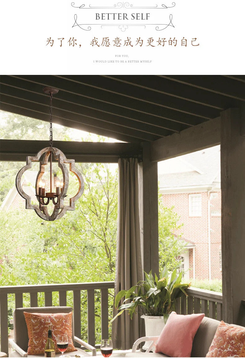 American Vintage Wrought Iron Gold Chandelier Nordic Design Living Room Pendant Lamp