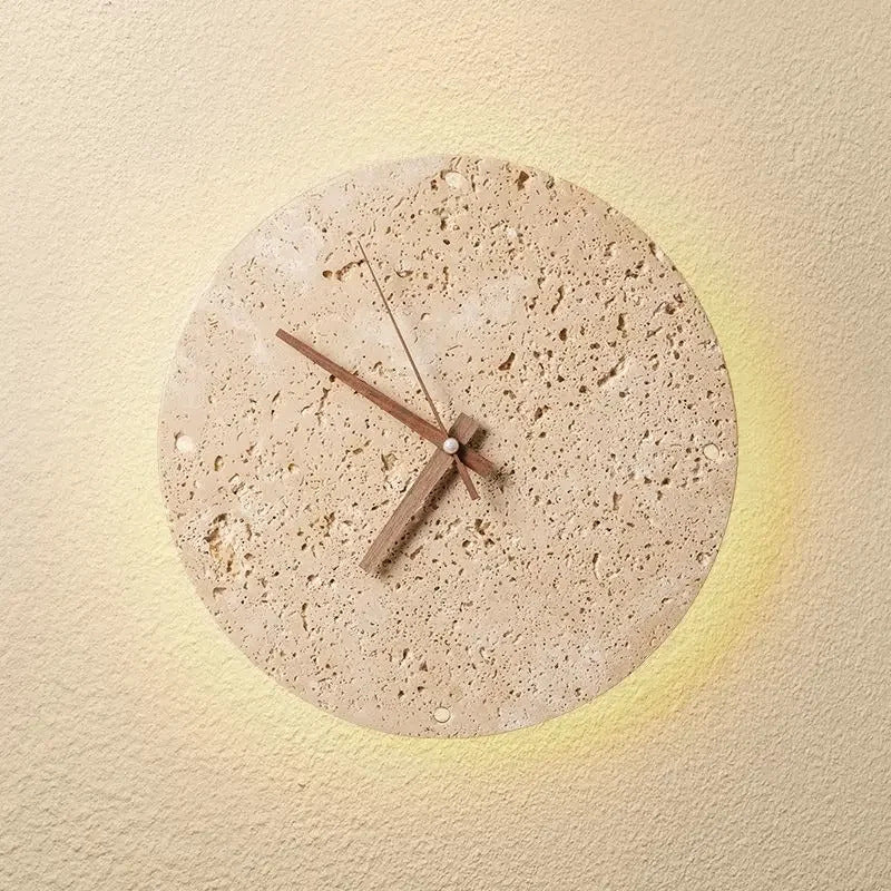 Creative Cave Stone Clock Wall Lamp Wabi Sabi Background Wall Light sconce