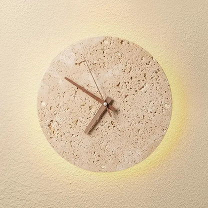 Creative Cave Stone Clock Wall Lamp Wabi Sabi Background Wall Light sconce