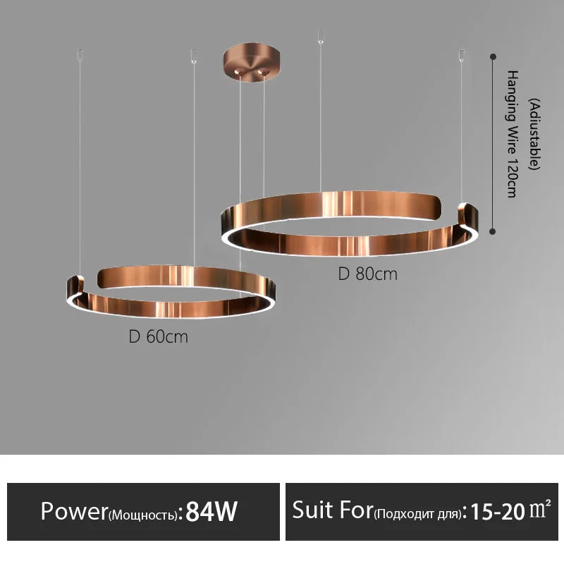 Nordic Led Ring Chandelier Modern Design Rose Gold Black White and Gold Lamp