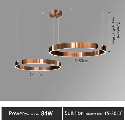 Nordic Led Ring Chandelier Modern Design Rose Gold Black White and Gold Lamp