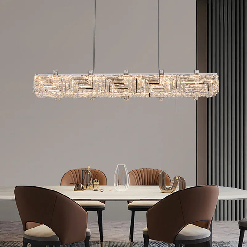 Modern crystal long strip chandelier Luxury Gold  Kitchen island Pendant lamp