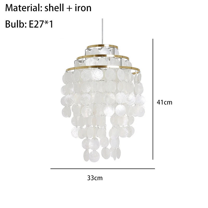 Real Shell Pendant Lights Gold Chrome Metal Romantic Beautiful Hanging Lamp Euphonious Voice E27 For Foyer Bedroom Dining Room