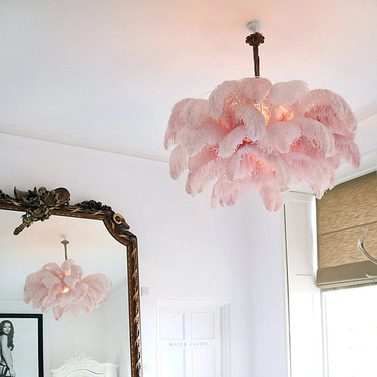 Ostrich Feather Chandelier Decor hall light