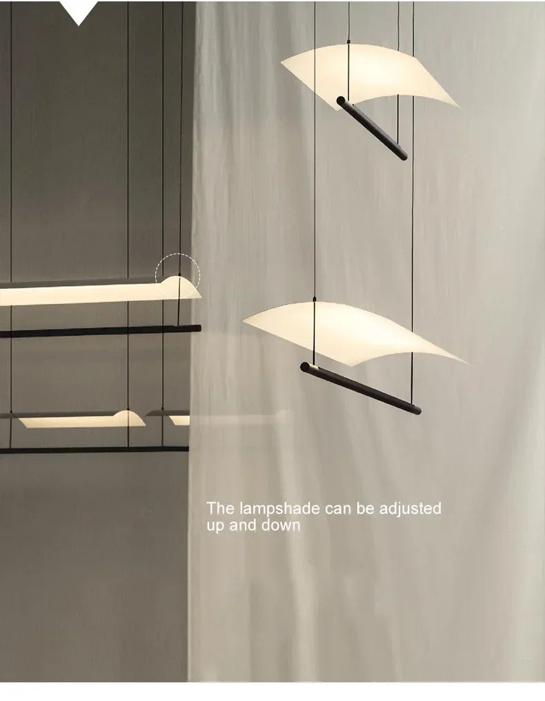 Nordic minimalist Linear Chandelier Modern black white industrial long Pendant Lamp