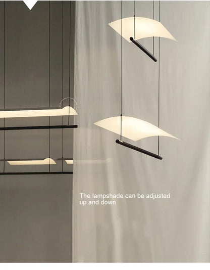 Nordic minimalist Linear Chandelier Modern black white industrial long Pendant Lamp