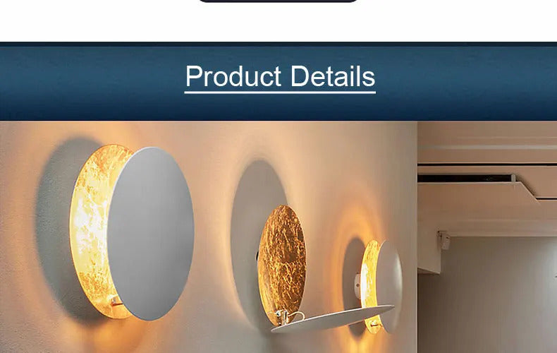 Modern Texture Designer round Wall Lamp Rotatable Black Gold round Sconce light