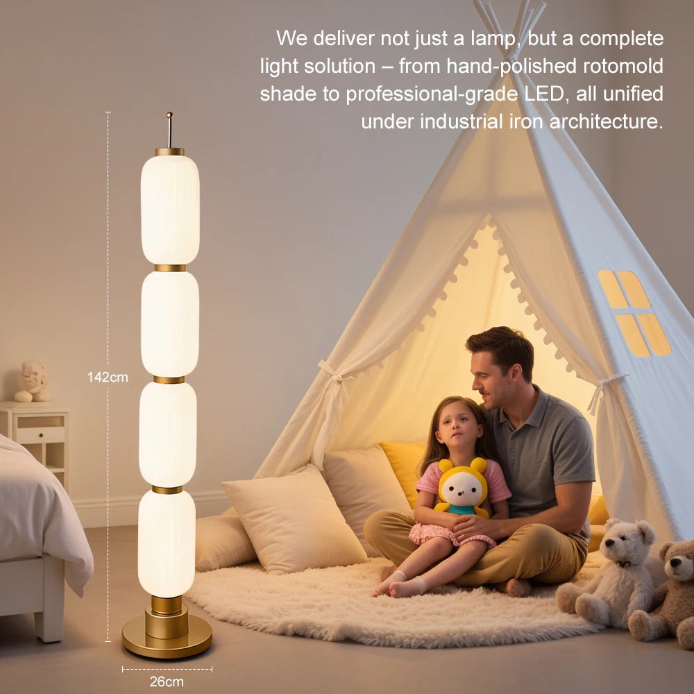 Modern Long Floor Lamp Nordic Minimalist Cream Lampshade Iron Base standing lights