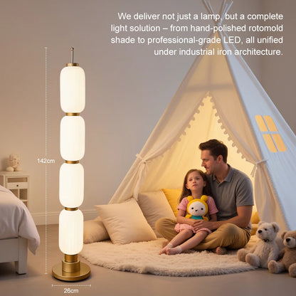 Modern Long Floor Lamp Nordic Minimalist Cream Lampshade Iron Base standing lights