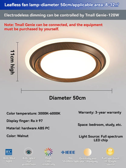 Modern Bladeless Ceiling Lamp Fan Living Room Silent Air Circulation Fan