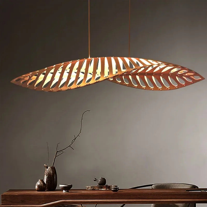 Japanese Wabi Sabi Leaf Chandeliers Art designer Fish Bone Retro Minimalist Pendant Light