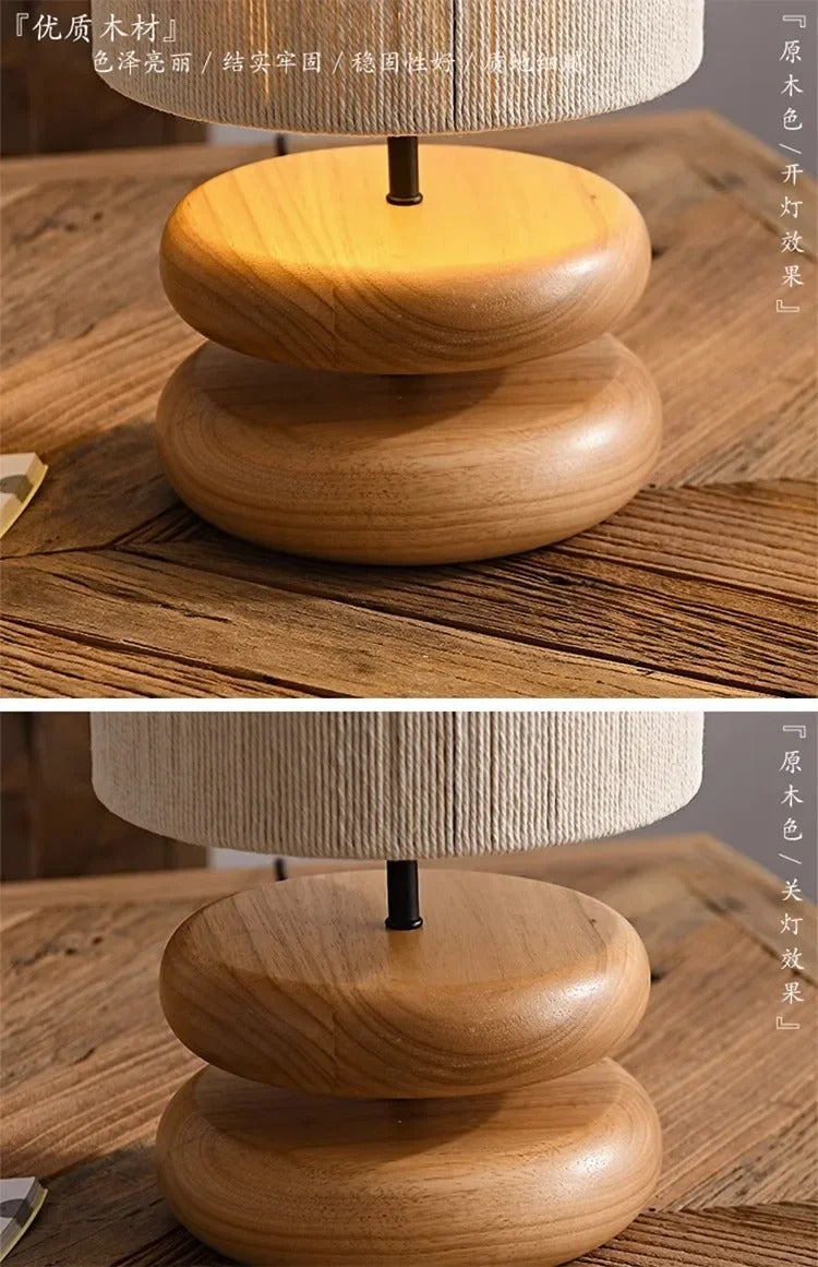 Japanese Bedside Walnut Solid Wood Table Lamp for Bedroom Designer Living Room Study Retro