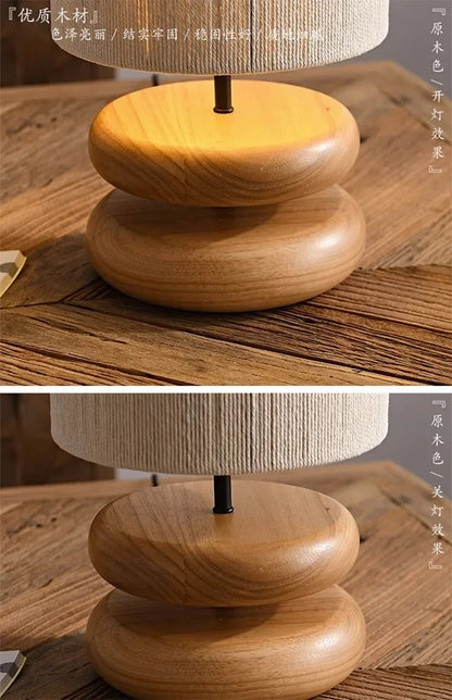 Japanese Bedside Walnut Solid Wood Table Lamp for Bedroom Designer Living Room Study Retro