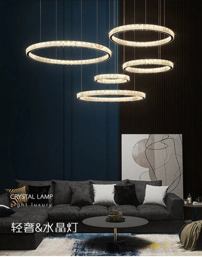 Luxury Crystal LED Pendant Lights Home Villa Living Room Dimmable Lighting Lustre Decoration Ceiling Chandelier Lamps Fixtures
