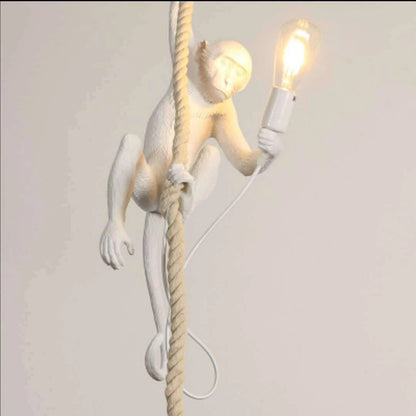 Resin chameleon pendant light Retro Hemp Rope Monkey Pendant Lamp