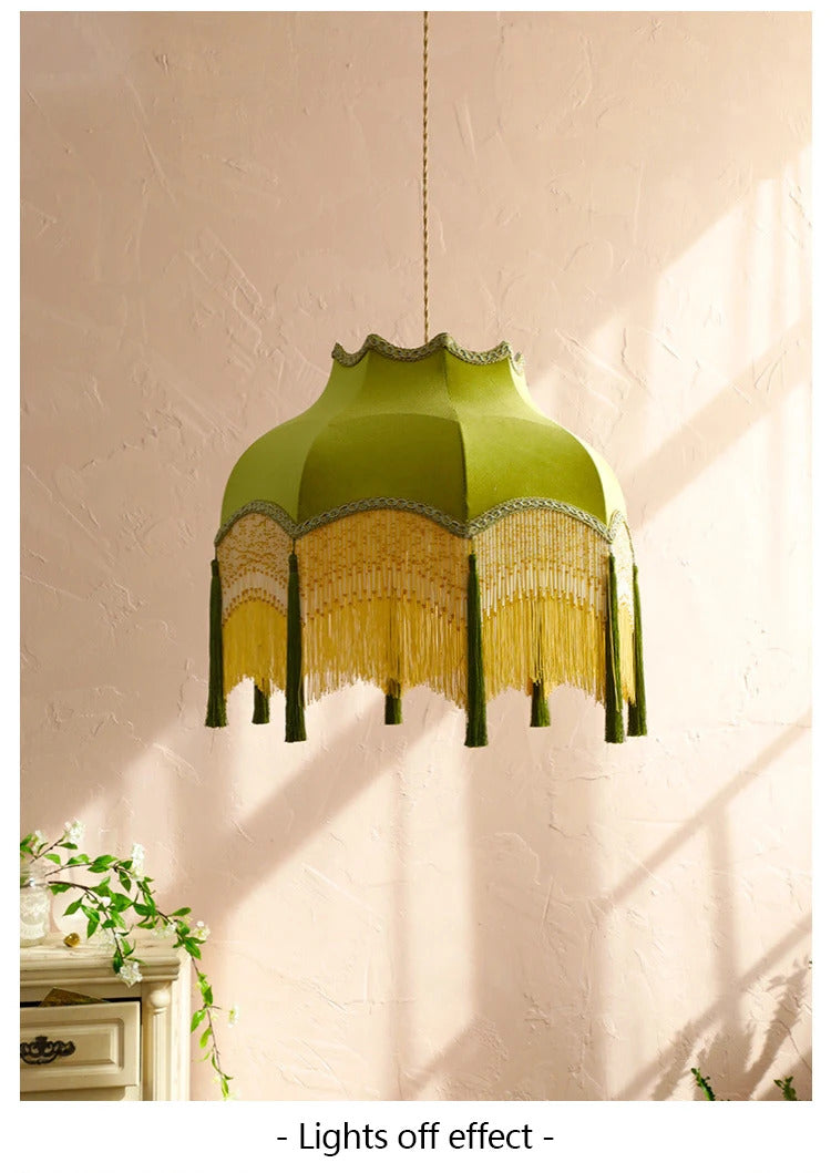French Green Tassel Dining Room Chandeliers Retro Tassel pendant lamp