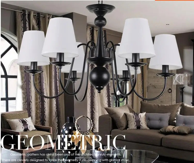 Ameican Black Rustic Chandelier Hotel Salon Hanging Lamp