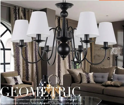 Ameican Black Rustic Chandelier Hotel Salon Hanging Lamp