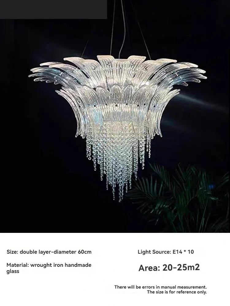 Modern Luxury Crystal Chandelier Hotel Villa Staircase Pendant Lamp