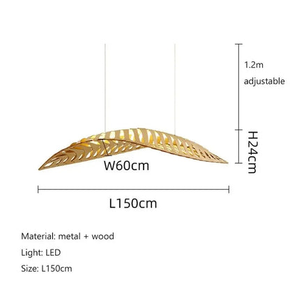 Japanese Wabi Sabi Leaf Chandeliers Art designer Fish Bone Retro Minimalist Pendant Light