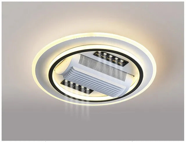 Invisible Bladeless Ceiling Fan LED Remote Control Living Room Dimmable Bladeless Fan Lamp